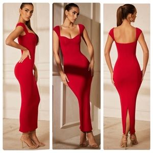 OH Polly DOLCEZZA Sweetheart Neckline Maxi Dress in Red size 8